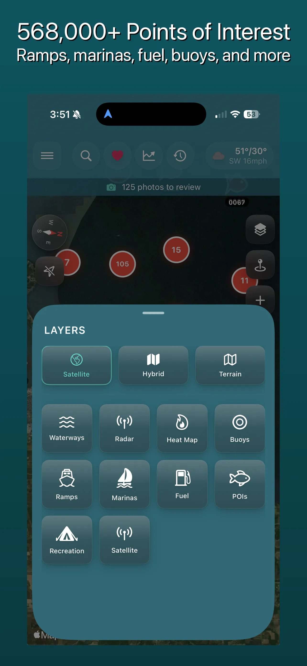 12 map layers available in Get Hooked!